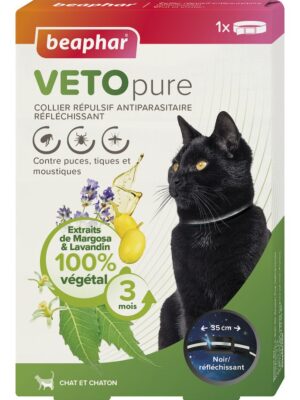 VETOpure, collier répulsif antiparasitaire réfléchissant pour chat Beaphar