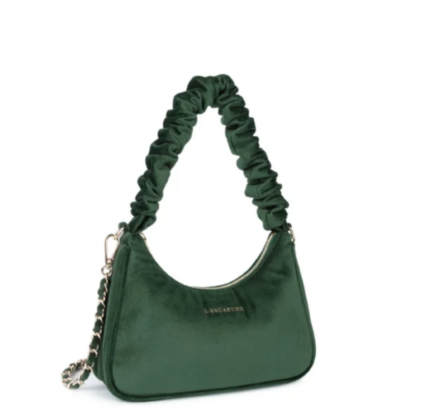 Petit sac à main en velours Lancaster pratique et tendance avec anse chouchou. De Cuirs et de Crins