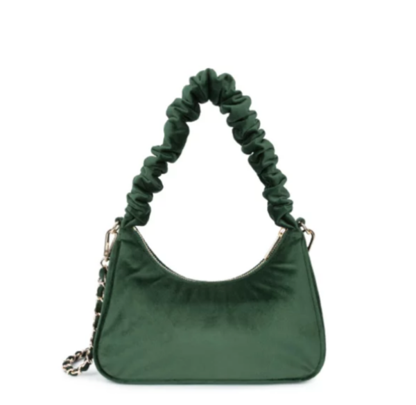 Petit sac à main en velours Lancaster pratique et tendance avec anse chouchou. De Cuirs et de Crins