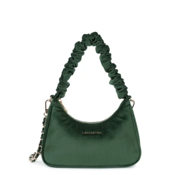 Petit sac à main en velours Lancaster pratique et tendance avec anse chouchou. De Cuirs et de Crins