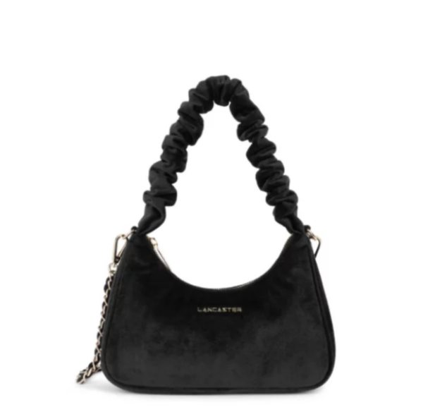 Petit sac à main en velours Lancaster pratique et tendance avec anse chouchou. De Cuirs et de Crins