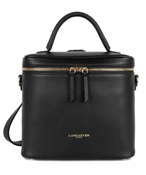 Sac à Dos Lancaster Noir en Cuir en forme de Vanity qui se transforme en Sac à Main. Chic et Pratique. De Cuirs et de Crins