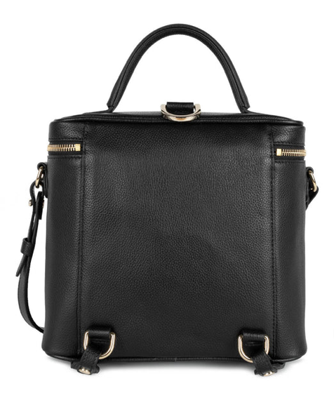 Sac à Dos Lancaster Noir en Cuir en forme de Vanity qui se transforme en Sac à Main. Chic et Pratique. De Cuirs et de Crins