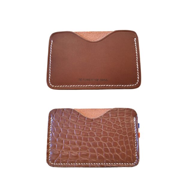 Porte Carte en Alligator Cousu Main