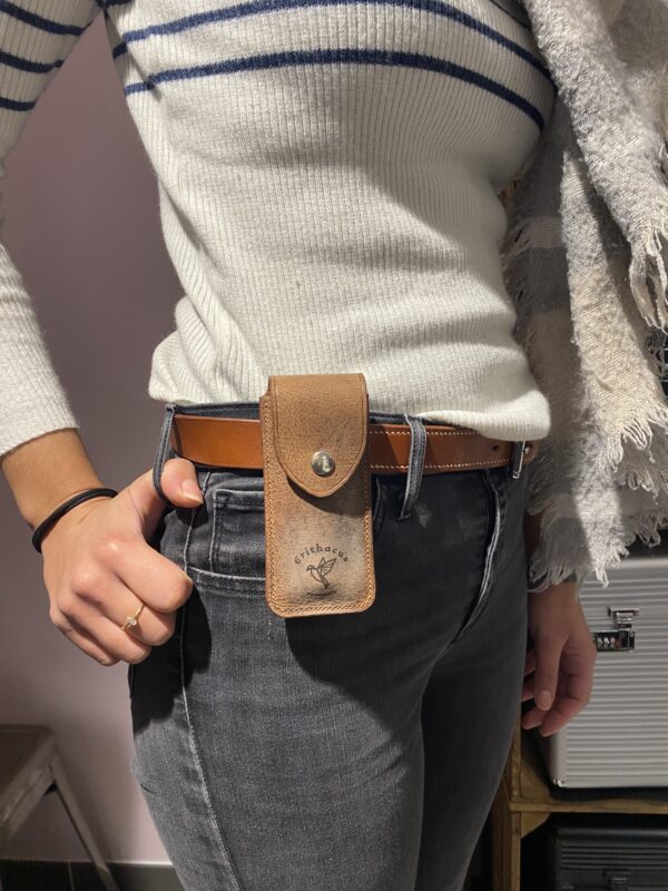 Étui à Couteau en Cuir de Vache Cousu Main