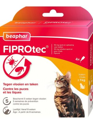 Pipette anti parasite chat Fiprotec 50mg Beaphar X1